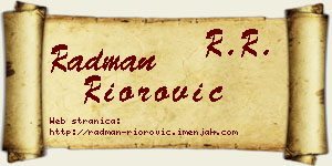 Radman Riorović vizit kartica